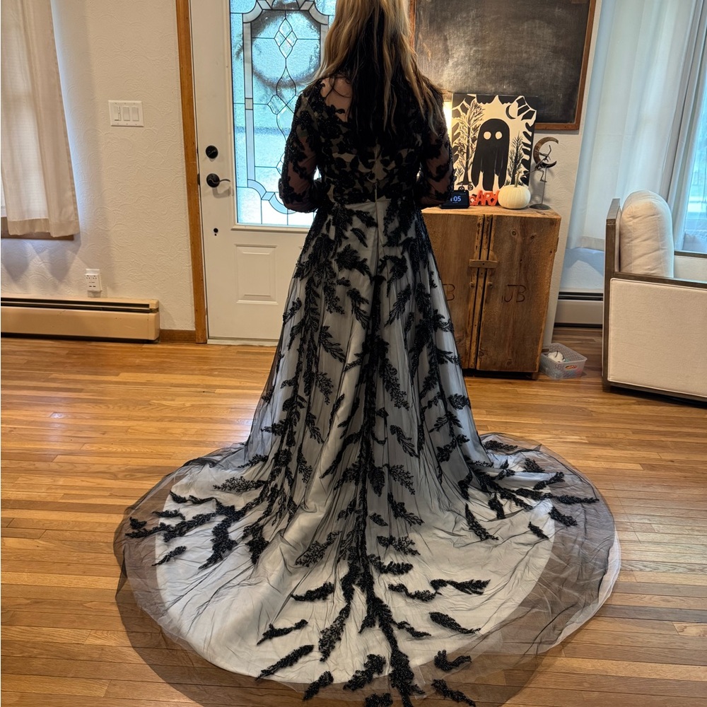 Black and white wedding dress